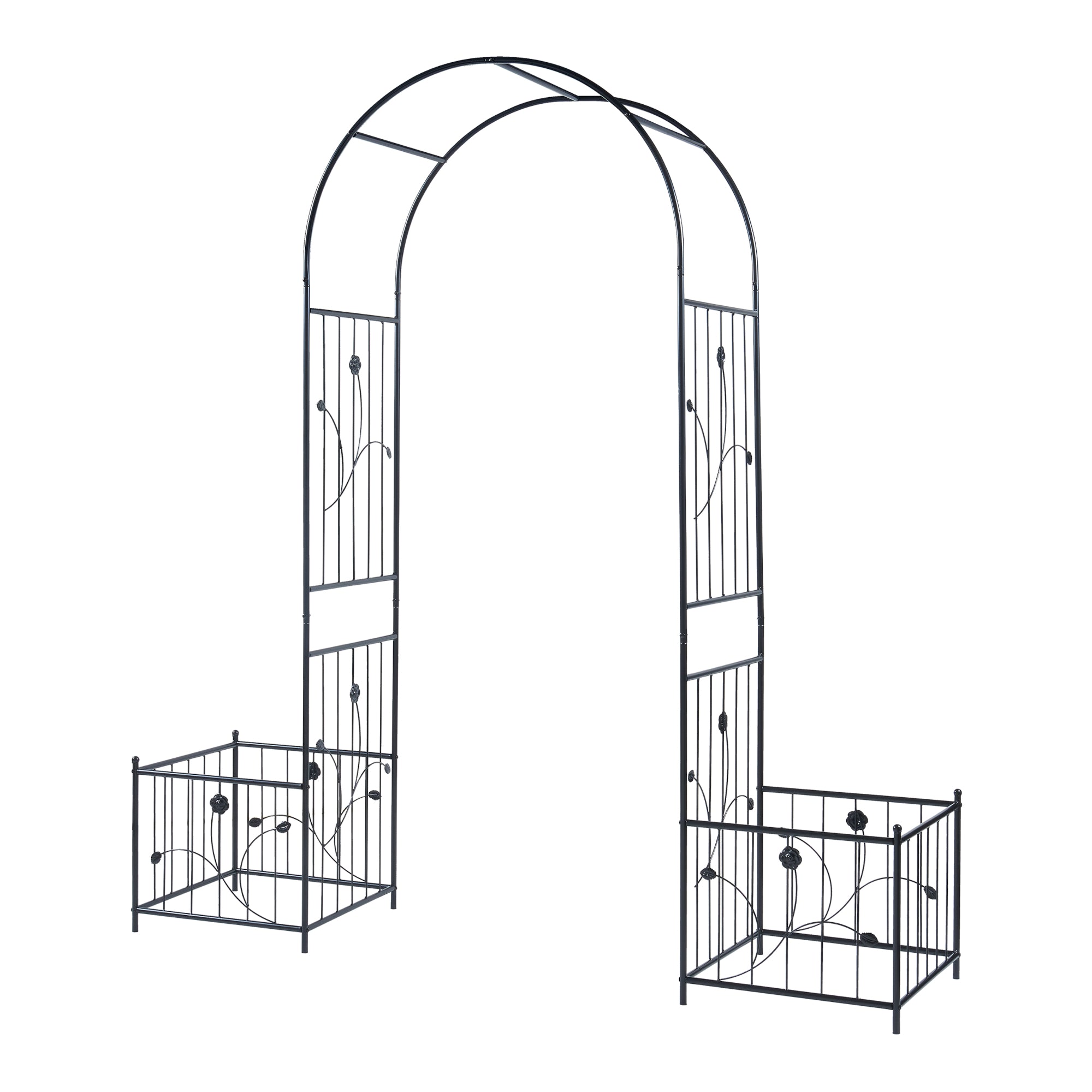 Pergola Arcuata Barisciano con Recinti per Piantare - Nero casa.pro