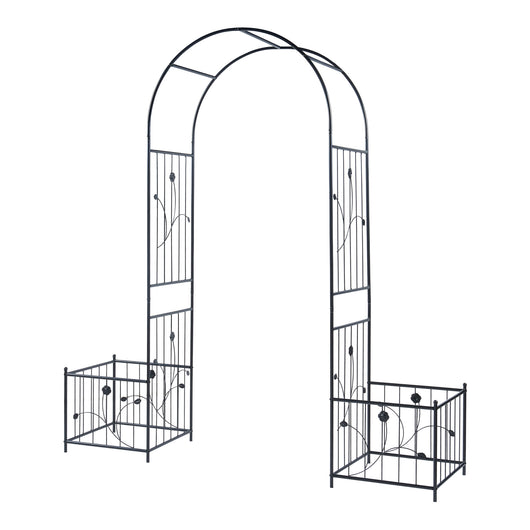 Pergola Arcuata Barisciano con Recinti per Piantare - Nero casa.pro