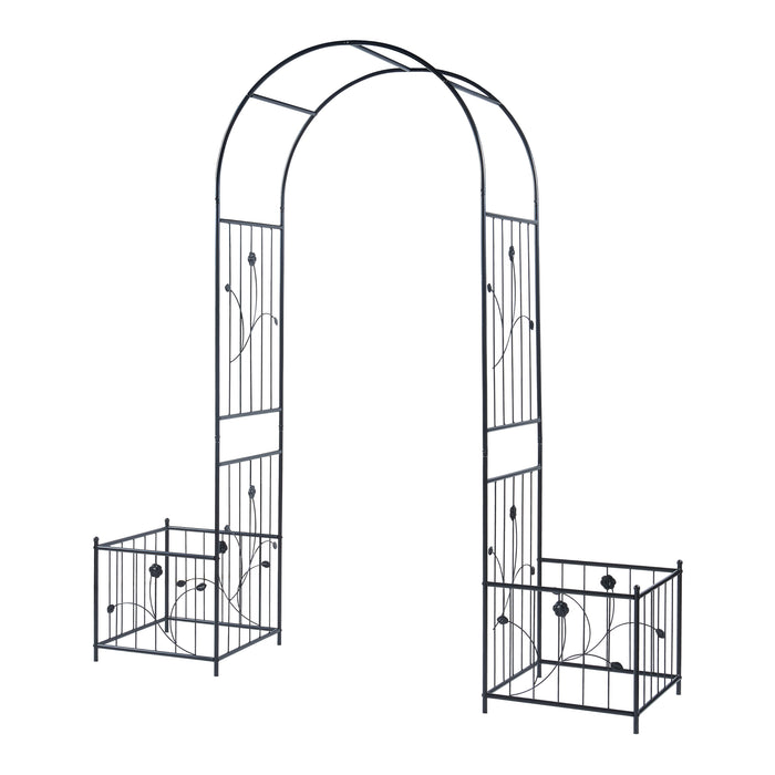 Pergola Arcuata Barisciano con Recinti per Piantare - Nero casa.pro