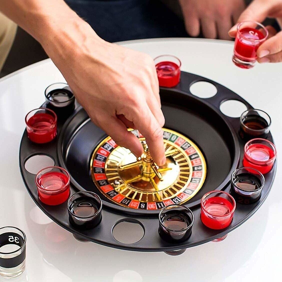 Roulette alcolica con 16 bicchierini gioco d'azzardo da tavolo per adulti MB-34