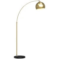Lampada da Terra in stile vintage con sostegno ad arco regolabile, base in marmo, 40W E27 dim. 100-115L x 30l x 170-180H cm, Oro