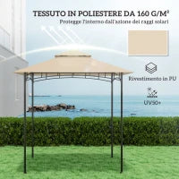 Copertura per Gazebo da Giardino per Barbecue 1.52x2.44 m a 2 Livelli in Poliestere 160gsm Beige