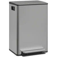 Pattumiera da 50 L a pedale, con secchio estraibile e chiusura soft, 41,7x36,6x62 cm, Argento