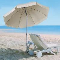 Ombrellone da Esterno 2x2.3 m Portatile con Tettuccio Inclinabile, in Metallo e Poliestere, Crema