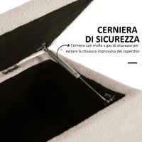 Panca Fondoletto con Vano Contenitore da 57L e Rivestimento Bouclé, 95x38x45 cm, Beige