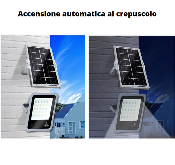 Proiettore led solare 100 watt grigio monocristallino ip65 6500k
