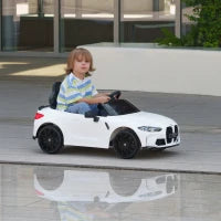 Macchina Elettrica per Bambini a Licenza BMW M4 con Telecomando, Clacson e Fari, 108x69.5x51 cm, Bianca