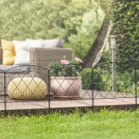 Set di 5 recinzioni da giardino decorative, bordure in metallo nero con ornamenti per aiuola fiorita - 305 x 80 cm nero