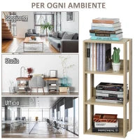 Libreria Scaffale in Legno a Parete con 3 Ripiani, Antiribaltamento, Piedini Antiscivolo, 40x29.2x87.9cm