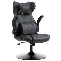 Sedia da Gaming Ergonomica ad Altezza Regolabile, in Finta Pelle e Metallo, 67x71x106-112 cm, Nero