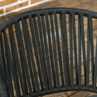 Sedie da Esterno, Set da 2, Design Boho, Cuscini per Seduta e Schienale, Seduta Comoda, Telaio in Metallo, Nero