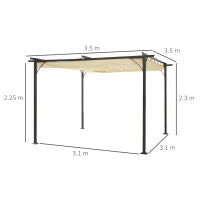 Gazebo Pergola da Giardino 3.5x3.5m con Struttura in Acciaio e Tenda in Poliestere, Bianco