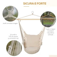 Amaca da Giardino in Corda Shabby Chic per Interni ed Esterni Bianca