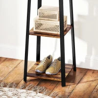 Appendiabiti da Terra con 8 Ganci, 3 Ripiani e Mensola Superiore, 42x42x170 cm, Marrone