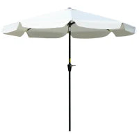 Ombrellone Rotondo Inclinabile con Manovella, in Alluminio, Metallo e Poliestere, Ø266x248.5 cm, Bianco Crema