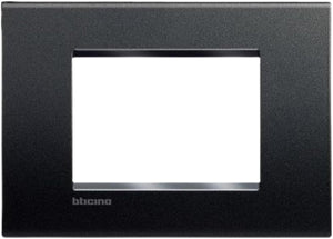 Bticino placca living light antracite completa supporto 3 posti tecnopolimero