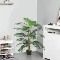Palma in Plastica Decorativa con 20 Foglie, Pianta Finta con Vaso per Interno ed Esterno Alta 140cm