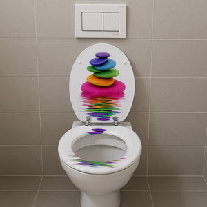 Sedile wc copri vater universale frizionato fantasia in mdf con chiusura rallentata *** fantasia colors stone, confez...