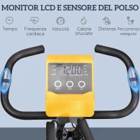 Cyclette Pieghevole con Resistenza Magnetica 8 Livelli, Sensore di Frequenza Cardiaca, Volano 2.5kg, Giallo