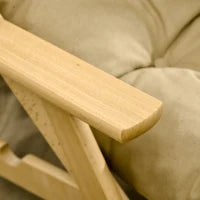 Sedia per Soggiorno Pieghevole con Braccioli e Cuscino, in Legno di Faggio e Tessuto, 71x89x96 cm, Marrone