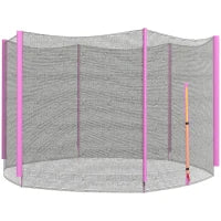 Rete di Protezione per Trampolini a 6 Pali con Ingresso con Cerniera, in PE, Ø305x180 cm, Nero e Rosa