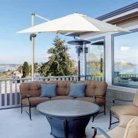 Ombrellone a Sbalzo 3 x 3m con Rotazione 360°, in Alluminio e Poliestere anti UV, per Giardino/Esterni, 2.96×2.96×2.65m, Bianco