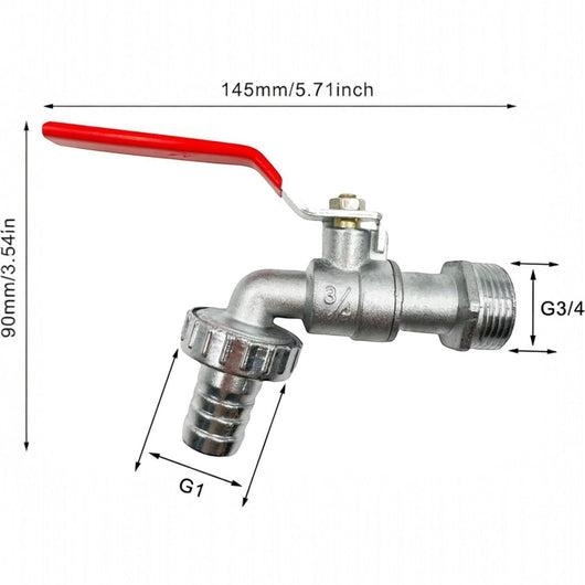 Rubinetto Esterno universale da giardino, 1/2"/3/4 " rubinetto da giardino 90010 1/2"