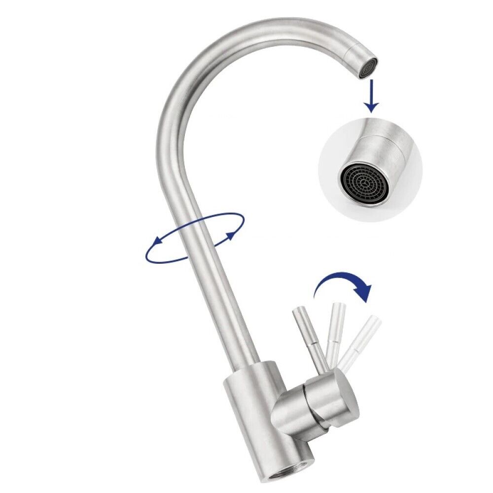 Rubinetto Miscelatore Monocomando Lavello Cucina Canna Alta Satinato 52812