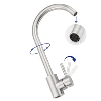 Rubinetto Miscelatore Monocomando Lavello Cucina Canna Alta Satinato 52812