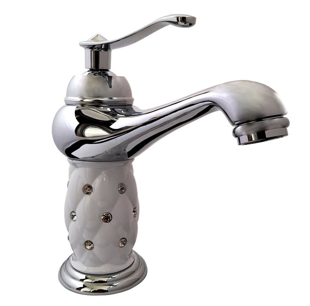 Rubinetto Miscelatore monocomando bagno lavabo lavello con strass 52155