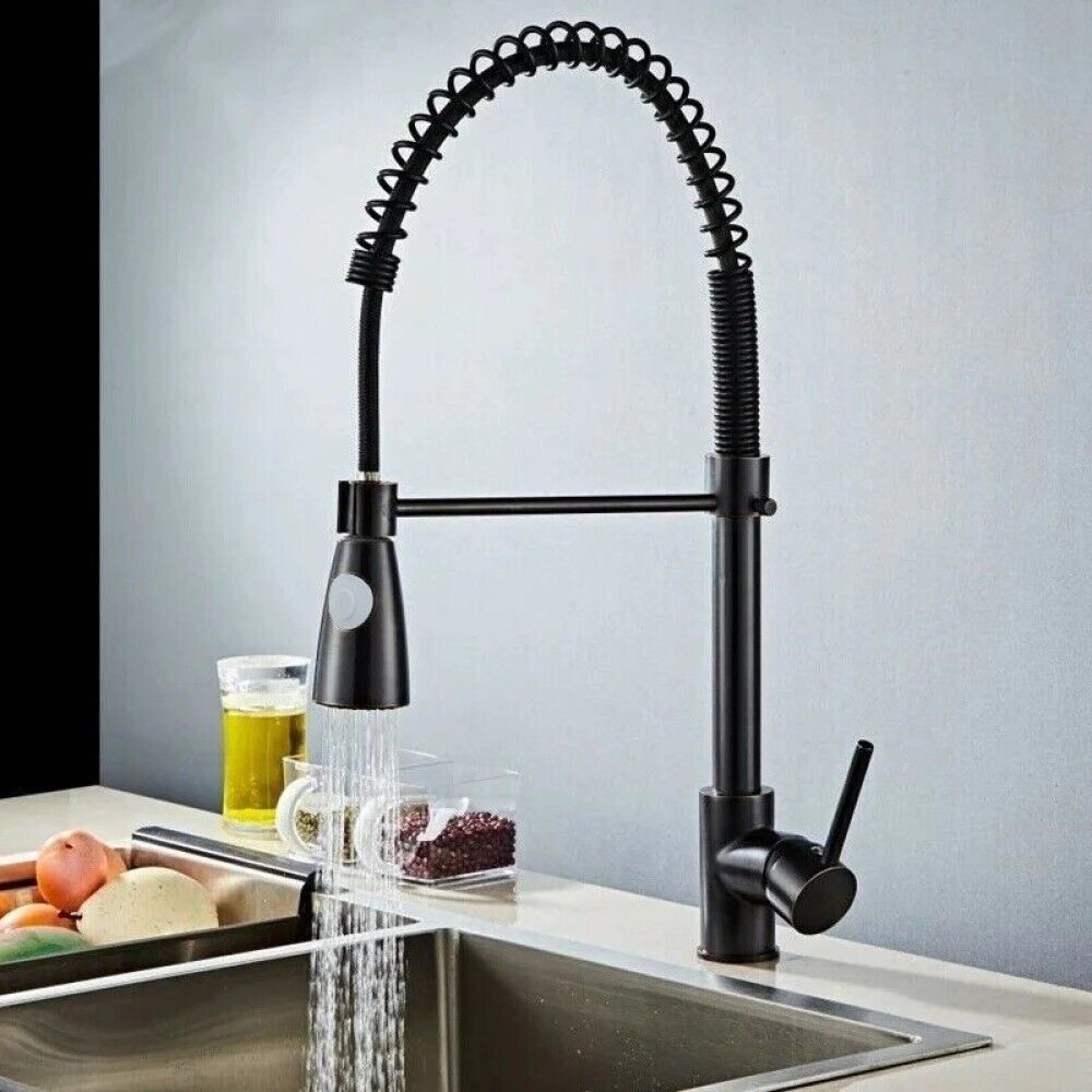 Rubinetto miscelatore cucina con doccetta a molla lavello isola canna alta 87465