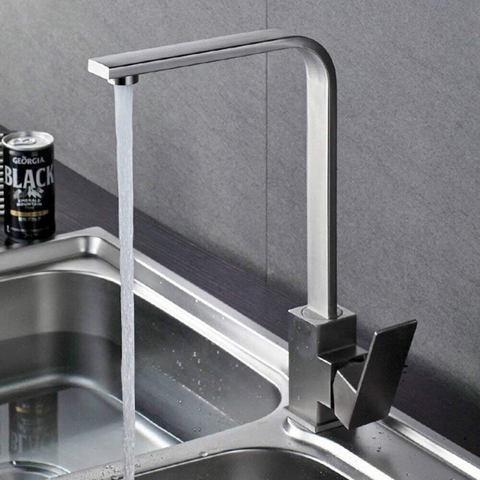 Rubinetto miscelatore in acciaio inox satinato canna alta lavello cucina 52690