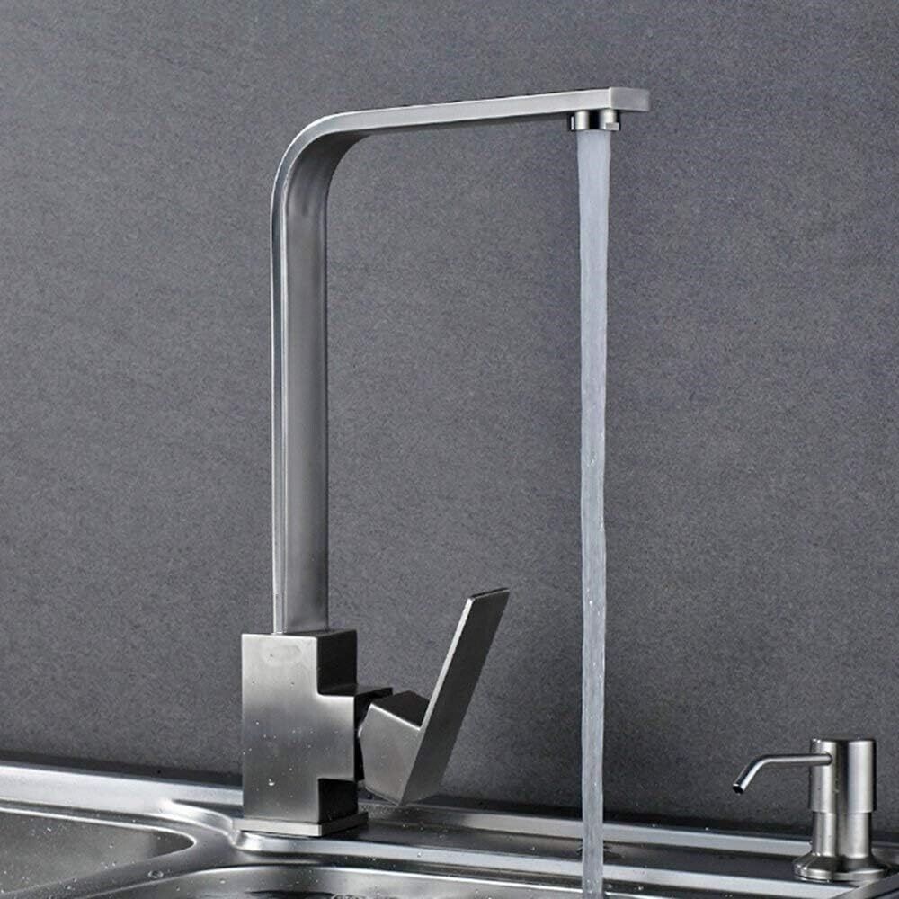 Rubinetto miscelatore in acciaio inox satinato canna alta lavello cucina 52690