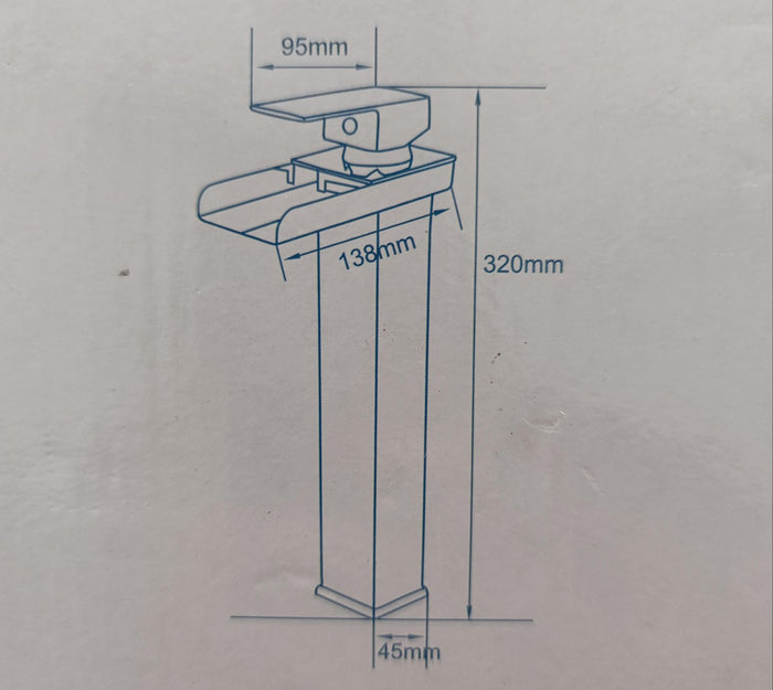 Rubinetto miscelatore lavabo bagno a cascata con piletta acciaio cromato 87397