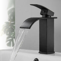 Rubinetto miscelatore lavabo bagno a cascata con piletta acciaio nero Art.79564