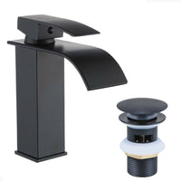 Rubinetto miscelatore lavabo bagno a cascata con piletta acciaio nero Art.79564