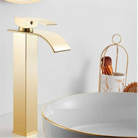 Rubinetto miscelatore lavabo bagno a cascata con piletta effetto oro Art.79568