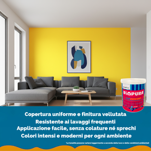 Pittura murale super lavabile coprente per interni popintenso *** formato 0,750 lt, colore- limone brillante, confezi...