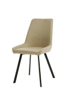 E-STYLO Sedia da pranzo in microfibra beige con gambe e struttura in metallo nero, 48cm X 60cm H. 87cm.