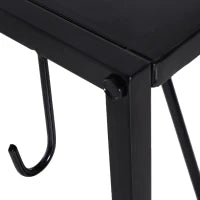 Portalegna da Interno ed Esterno Salvaspazio in Metallo con Paletta, Scopino, Attizzatoio e Pinza, 34x34x111cm, Nero