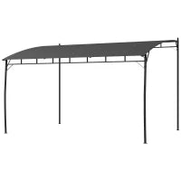 Pergola Gazebo con 12 Fori di Drenaggio, in Metallo e Poliestere, 400x296x200/262 cm, Grigio Scuro