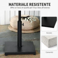Base per Ombrellone 13kg in Cemento con Finitura Lucida, 40x40x43cm, Nero