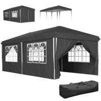 Gazebo 3x6 m per 12-18 Persone ad Altezza Regolabile con Fori di Drenaggio, in Metallo e Tessuto Oxford Grigio