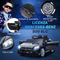 Macchina Elettrica per Bambini Licenza Mercedes SLC 300 con Telecomando, in PP e Metallo, 107x62.5x44 cm, Nero