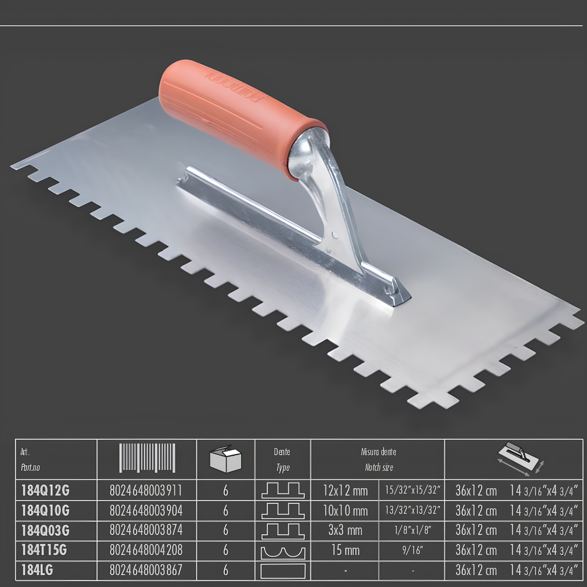 Frattone americano dentato 36x13cm impugnatura gomma dentatura 10x10cm raimondi