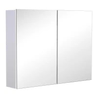 Homcom Armadietto Pensile da Bagno con Specchiera e 3 Ripiani in MDF Bianco 80 x 60 x 15cm