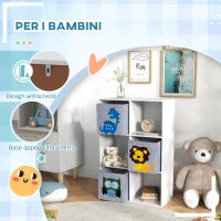 Scaffale Portagiochi per Bambini 3+ Anni a 6 Cubi, in MDF e Melamina, 61.8x29.9x91.5 cm, Grigio e Bianco