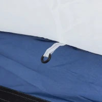 Tenda da Campeggio a Cupola Familiare per 6-8 Persone con 4 Porte in Rete con Cerniera, Tessuto Oxford Removibile, Gancio per Lampada, Sacca di Trasporto, 350L x 350l x 230H cm, Bianco e Blu