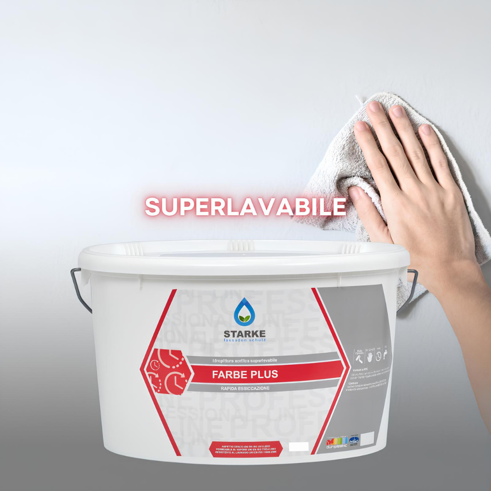 Farbe plus pittura murale acrilica superlavabile eccellente copertura opacità *** formato 5 lt, confezione 1