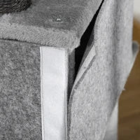 Albero Tiragraffi per Gatti con Palo, Casetta, Letto, Amaca e 2 Giochi in Legno e Peluche, 48x48x107 cm, Grigio